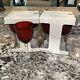 8 Vintage Ruby Red Luminarc Christmas Arcoroc Arques Duran Crystal Wine Glasses
