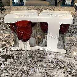 8 Vintage Ruby Red Luminarc Christmas Arcoroc Arques Duran Crystal Wine Glasses