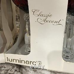 8 Vintage Ruby Red Luminarc Christmas Arcoroc Arques Duran Crystal Wine Glasses