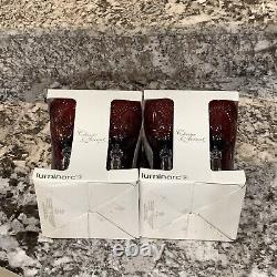 8 Vintage Ruby Red Luminarc Christmas Arcoroc Arques Duran Crystal Wine Glasses