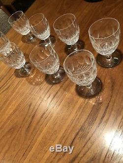 8 Vintage Unused Waterford Crystal 51/8 Short Wine Glasses Colleen Pattern