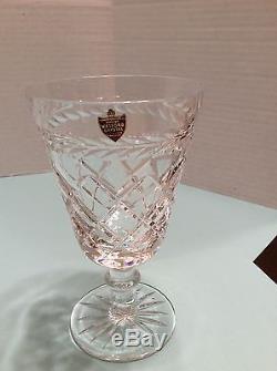 8 Vintage Watford Crystal Wine 5 7/8 Tall Laurel & Diamond Cut Design 6oz