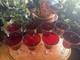 8 Vintage Wine Water Blown Glass Goblets Stemware Barware Ruby Red Clear Stem
