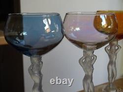 8 Vintages White Wine Glasses Bayel Bachante Nude Multi Colors Glass