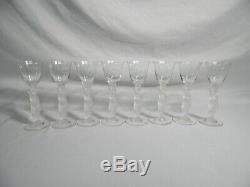 8 Vtg Cambridge Glass Nude Stem Statuesque Wine Goblet Frosted Male Clear