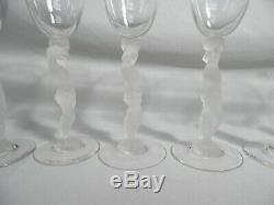 8 Vtg Cambridge Glass Nude Stem Statuesque Wine Goblet Frosted Male Clear