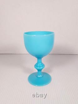 8 Vtg. PV France Portieux Vallerystall Blue Opaline Cordial Glass Goblets 4.5