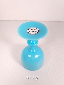 8 Vtg. PV France Portieux Vallerystall Blue Opaline Cordial Glass Goblets 4.5