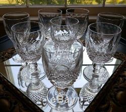 (8) WATERFORD CRYSTAL Colleen Pattern WHITE Wine Glasses 4 3/4 Vintage SIGNED