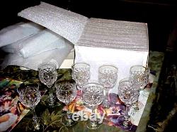 8 brand new VINTAGE Mikasa CHATEAU Wine Cut Crystal Stem 7 1/8 withOEM giftbox