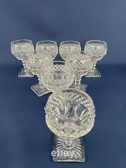 8 vintage Mid-Century Modern clear pressed wine glasses square foot 1940s 1950s