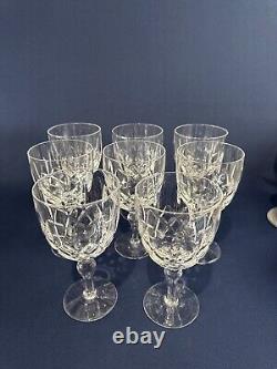 8 vintage Stuart Crystal clear water or red wine goblets REGENT England
