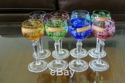 8x vintage Bohemian cut to clear crystal Traube by NACHTMANN wine hock GOBLETS