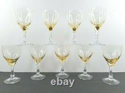 9 Fostoria Vogue Gold Tint Wine Glass Set Vintage 5 1/4 Mid Century Bar Glasses