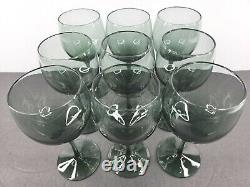 9 Lenox Blue Rhapsody Wine Glasses Set Vintage 6 1/8 Elegant Gray Smoke Lot