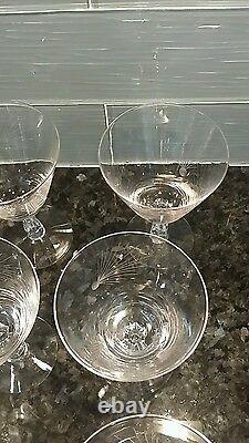 9 Vintage FOSTORIA Crystal Wine Water Cocktail Glasses 6 ounce Pine
