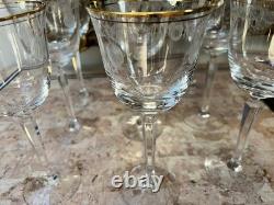 9 Vintage Lenox Shell Water Wine Cocktails Crystal Glasses Gold Trim 8