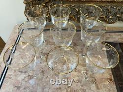 9 Vintage Lenox Shell Water Wine Cocktails Crystal Glasses Gold Trim 8
