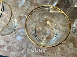 9 Vintage Lenox Shell Water Wine Cocktails Crystal Glasses Gold Trim 8