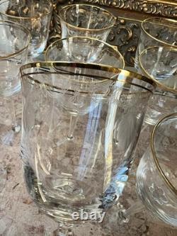 9 Vintage Lenox Shell Water Wine Cocktails Crystal Glasses Gold Trim 8