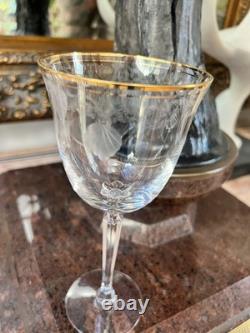 9 Vintage Lenox Shell Water Wine Cocktails Crystal Glasses Gold Trim 8