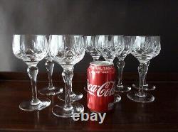 9 Vintage Stuart Crystal Carlingford Cut Hock Wine Glasses, Signed