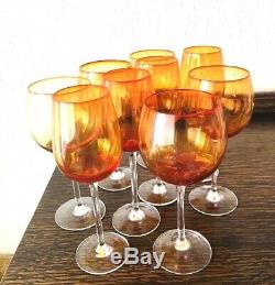 (9)vintage Blenko Wine Glasses. Blenko Wine Goblets