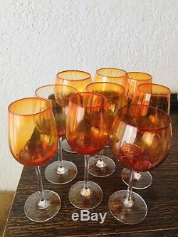 (9)vintage Blenko Wine Glasses. Blenko Wine Goblets