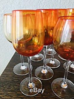 (9)vintage Blenko Wine Glasses. Blenko Wine Goblets