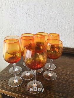 (9)vintage Blenko Wine Glasses. Blenko Wine Goblets