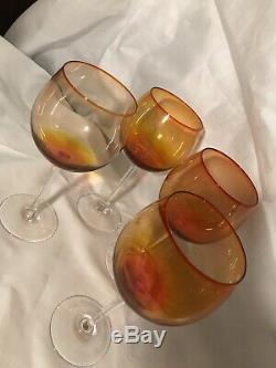 (9)vintage Blenko Wine Glasses. Blenko Wine Goblets