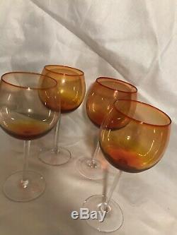 (9)vintage Blenko Wine Glasses. Blenko Wine Goblets