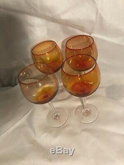 (9)vintage Blenko Wine Glasses. Blenko Wine Goblets