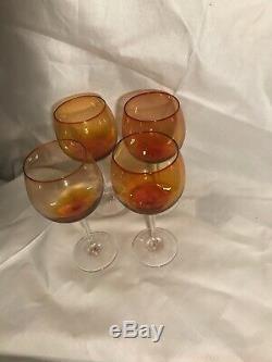 (9)vintage Blenko Wine Glasses. Blenko Wine Goblets