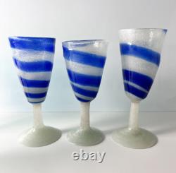 9pc Vintage Assorted Hand blown wine and cocktail glasses minute seed bubbles