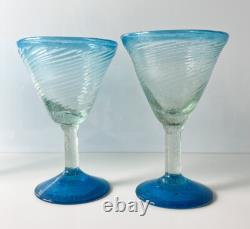 9pc Vintage Assorted Hand blown wine and cocktail glasses minute seed bubbles