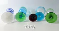 9pc Vintage Assorted Hand blown wine and cocktail glasses minute seed bubbles