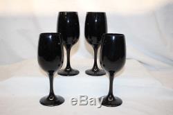 9pc Vintage BLACK AMETHYST 7 Red & White Wine Glasses and 9 Champagne Flutes