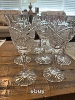 ABP Libbey Harvard Pattern Goblet/Wine Stems American Brilliant x 8 About 9