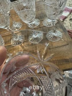ABP Libbey Harvard Pattern Goblet/Wine Stems American Brilliant x 8 About 9