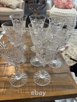 ABP Libbey Harvard Pattern Goblet/Wine Stems American Brilliant x 8 About 9
