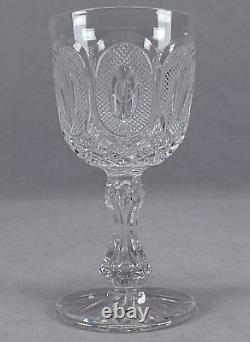 ABP Signed Hawkes Buckle Pattern Cut Glass 5 1/2 Inch Wine Glass C. 1910-20