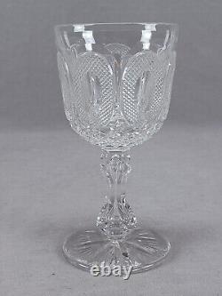 ABP Signed Hawkes Buckle Pattern Cut Glass 5 1/2 Inch Wine Glass C. 1910-20
