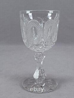 ABP Signed Hawkes Buckle Pattern Cut Glass 5 1/2 Inch Wine Glass C. 1910-20