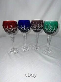 AJKA Arabella Set of 4 Multicolored Vintage Hock Wine Crystal Goblets MINT