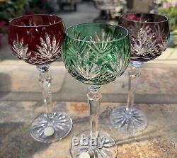 AJKA Caroline Crystal Wine Glasses, Color Cut to Clear Wine Glasses Set Of 3