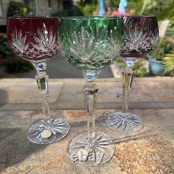 AJKA Caroline Crystal Wine Glasses, Color Cut to Clear Wine Glasses Set Of 3