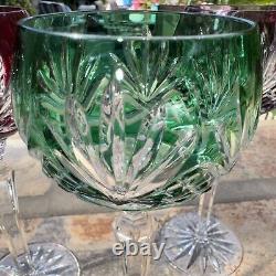 AJKA Caroline Crystal Wine Glasses, Color Cut to Clear Wine Glasses Set Of 3