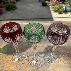 AJKA Caroline Crystal Wine Glasses, Color Cut to Clear Wine Glasses Set Of 3