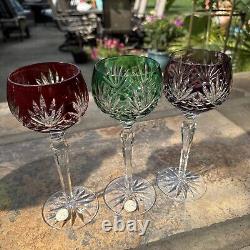 AJKA Caroline Crystal Wine Glasses, Color Cut to Clear Wine Glasses Set Of 3
